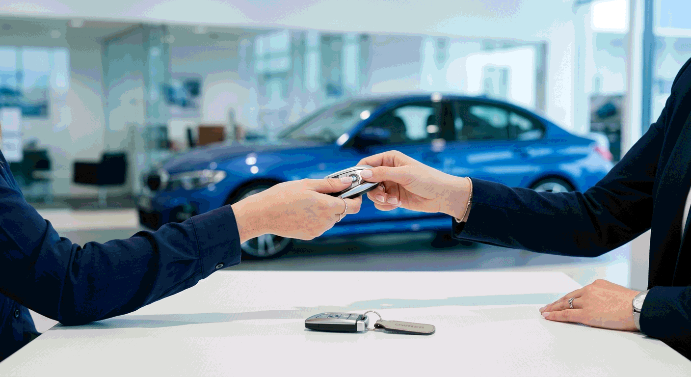 Car keys being handed over after loan approval